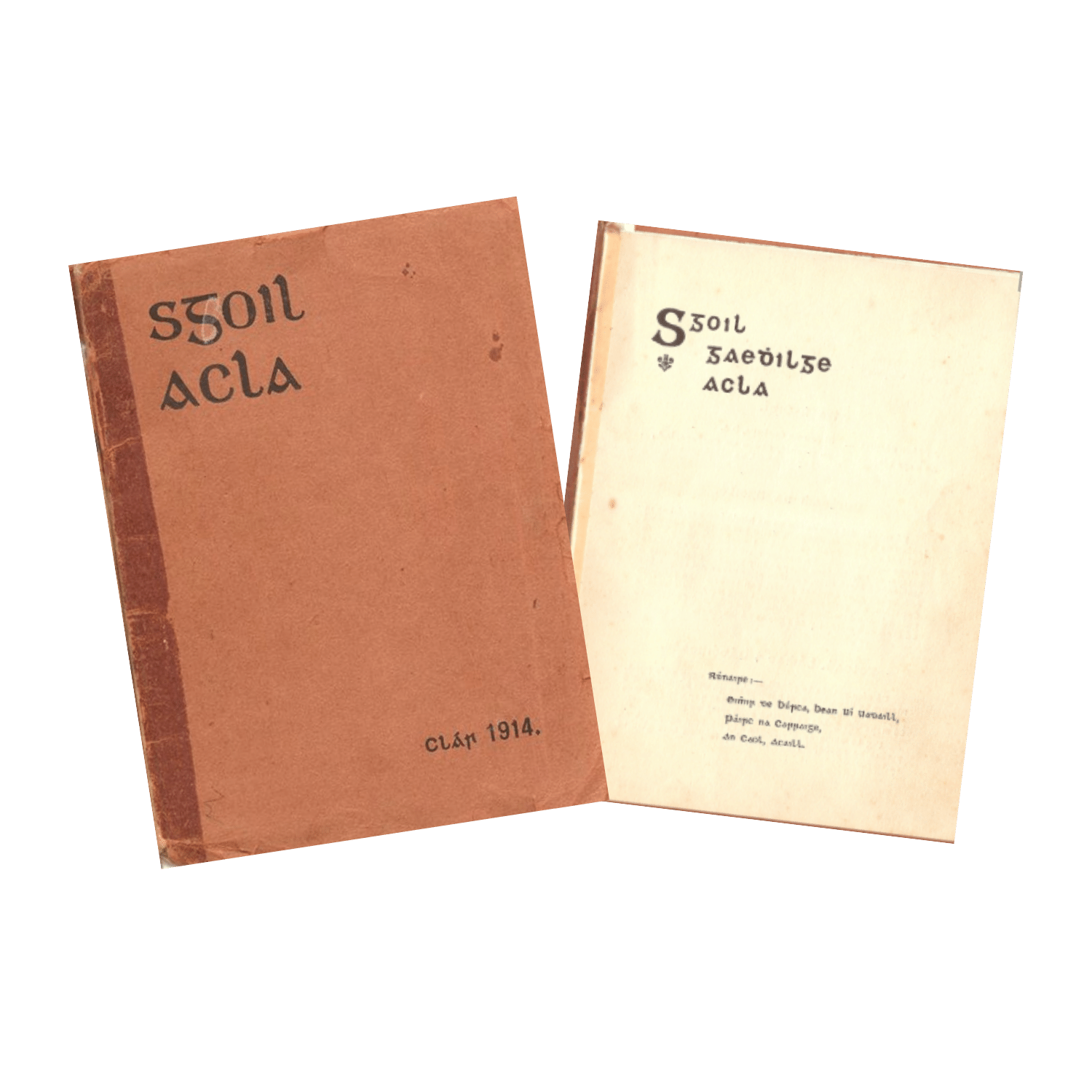 Original Scoil Acla Clár booklet from 1914 in Gaelic script